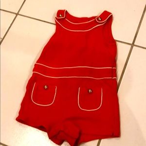 Janie and Jack orange and white romper 12-18 mo